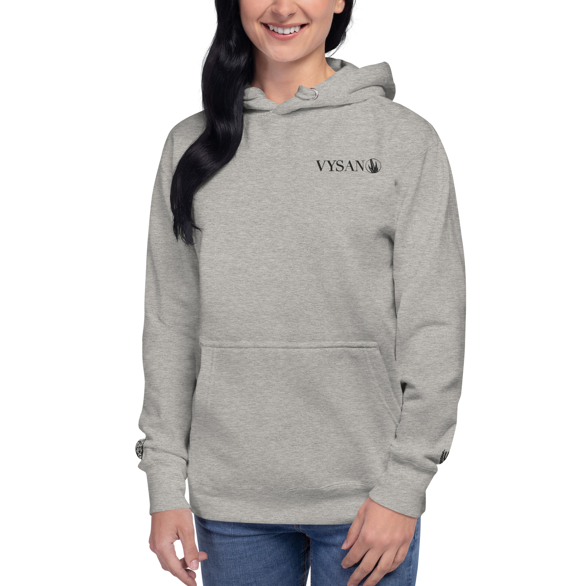 VYSANO Grey Skies Embroidered Unisex Hoodie - Image 2